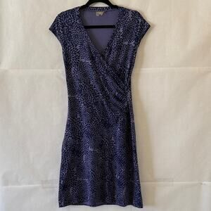 Athleta Faux Wrap Athleisure Dress Size XS Purple Print Short Sleeve Active